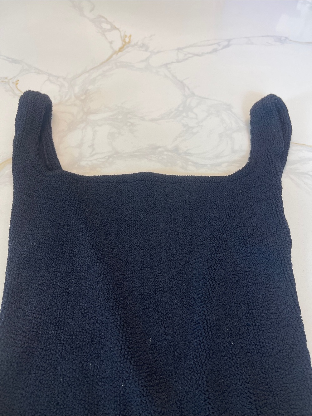 Hunza G Black Square Neck Crinkle One-Piece Swimsuit. Not Used - Picture 8 of 9